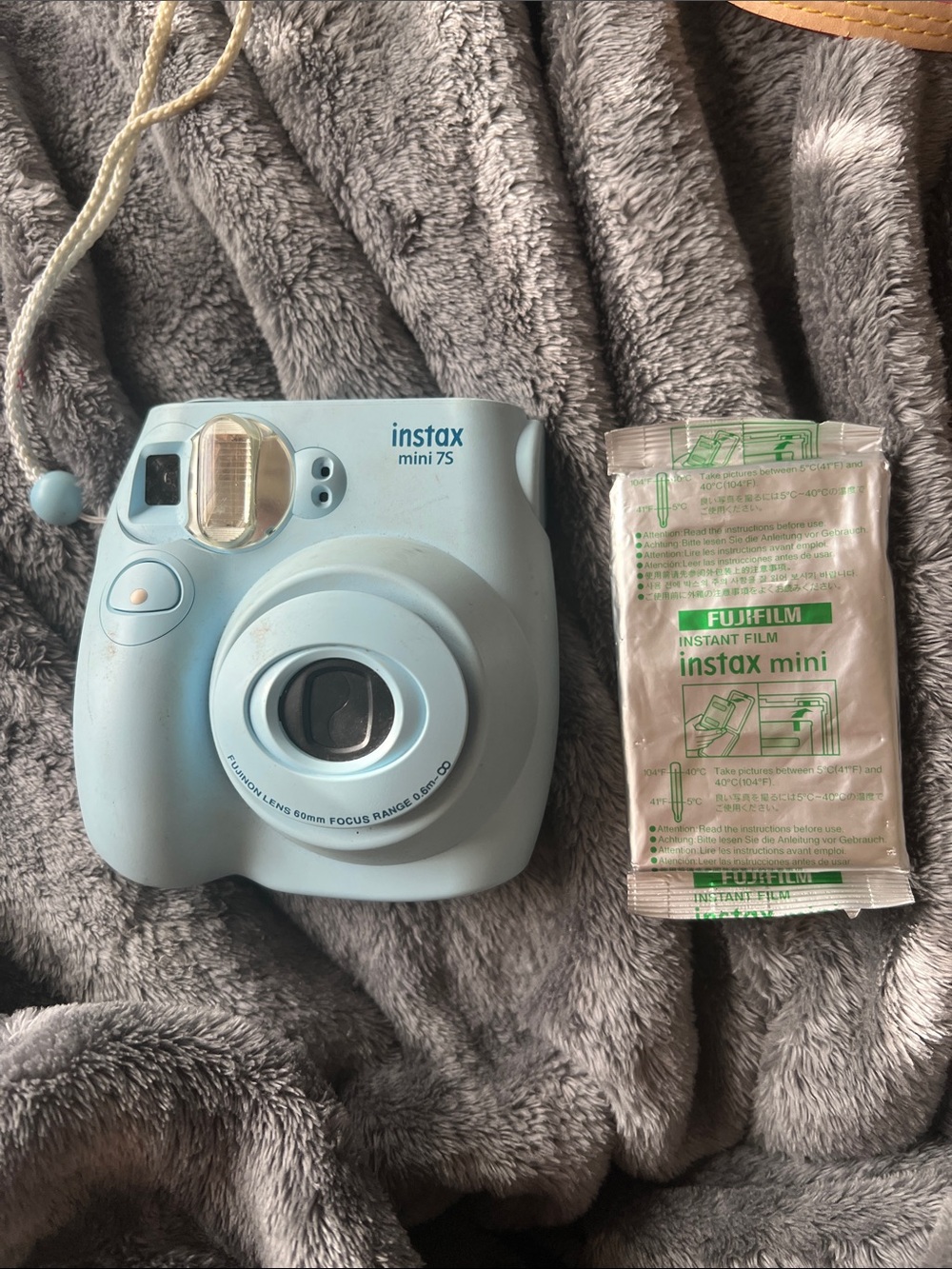 Fujifilm instax mini 7S Instant Camera in Light Blue with Film Pack